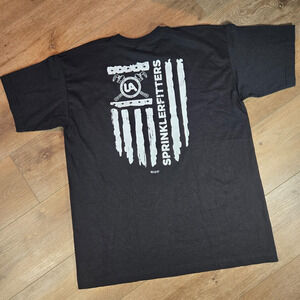 Sprinklerfitters Local 669 T Shirt Mens L Black Union Made USA Bayside Workwear